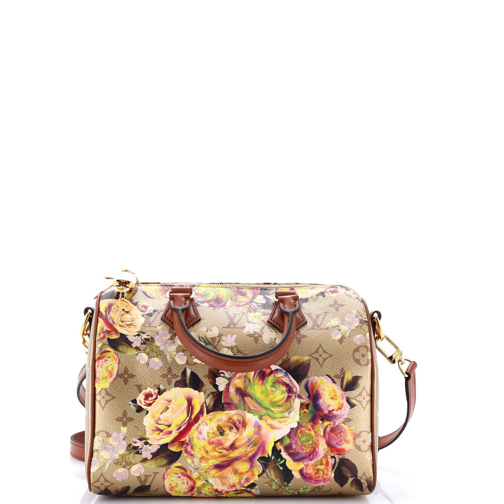 Louis Vuitton 25 Speedy Bandouliere Bag Limited Edition Flowers Monogram Canvas